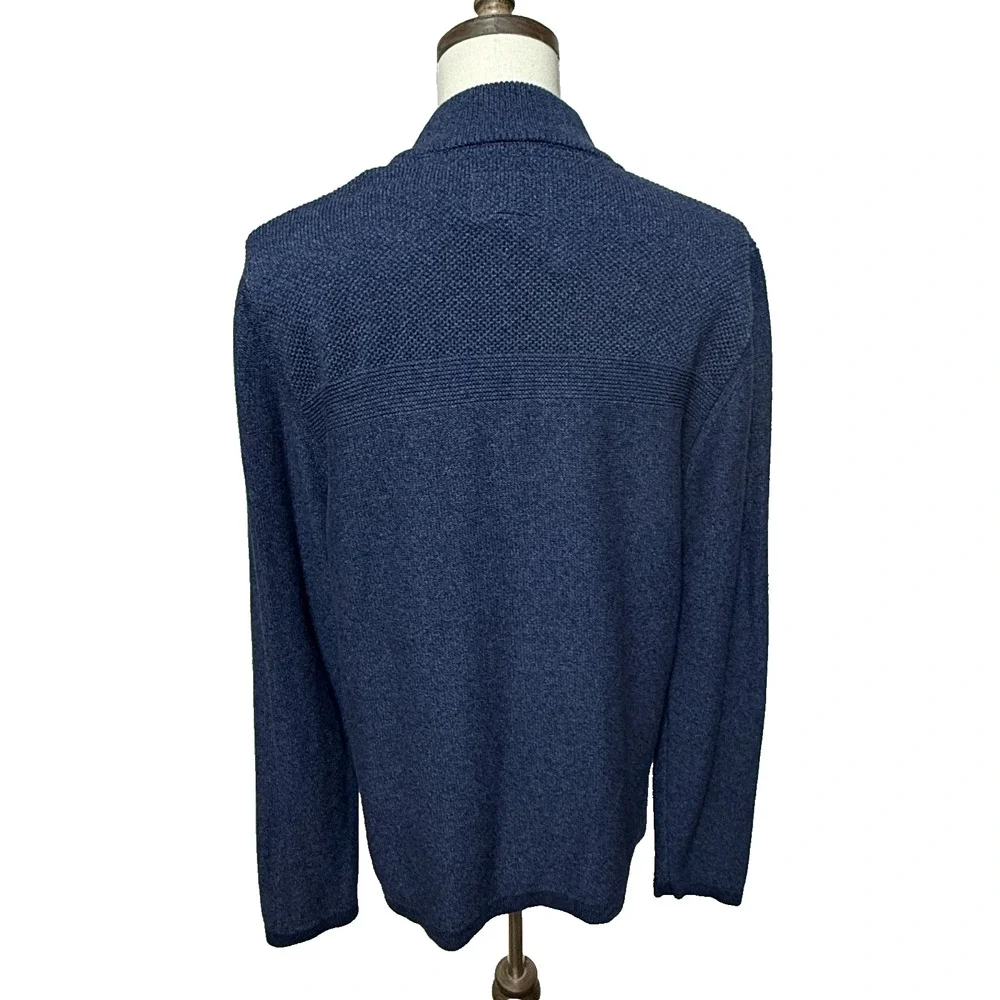 Flag & Anthem Sweater Men Large Blue Mixed Stitch Charmaine 1/4 Zip Pullover NWT - Picture 3 of 12